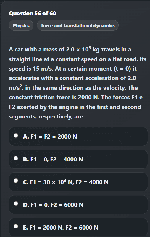 IMAT Academy mobil IMAT practice test ekranı